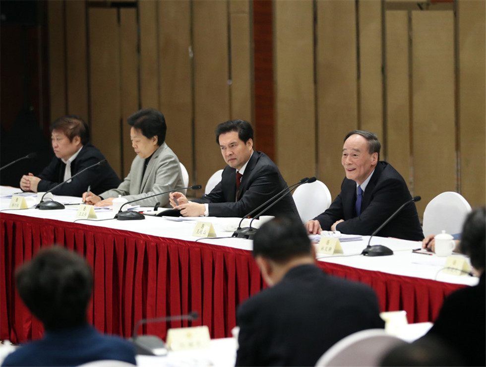 王岐山看望共青團、總工會、婦聯、青聯界委員并參加討論