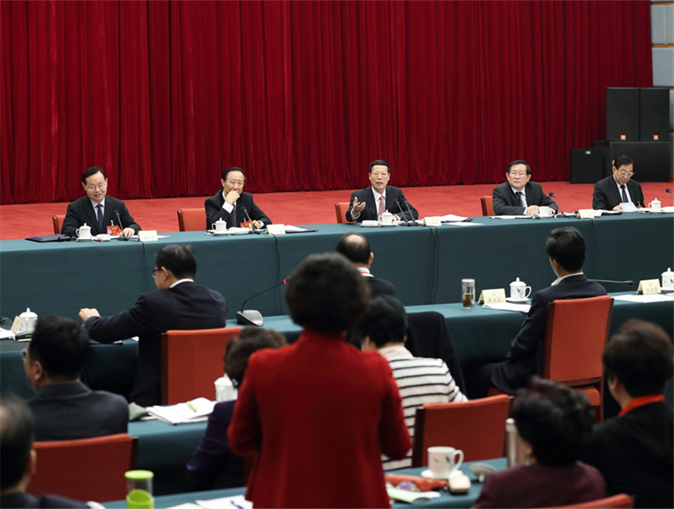 張高麗看望致公、僑聯、對外友好界委員并參加討論