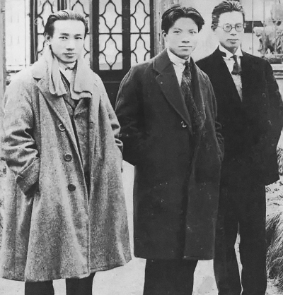 1920年代，國立藝術院創辦人林風眠（左）、林文錚、吳大羽（右）