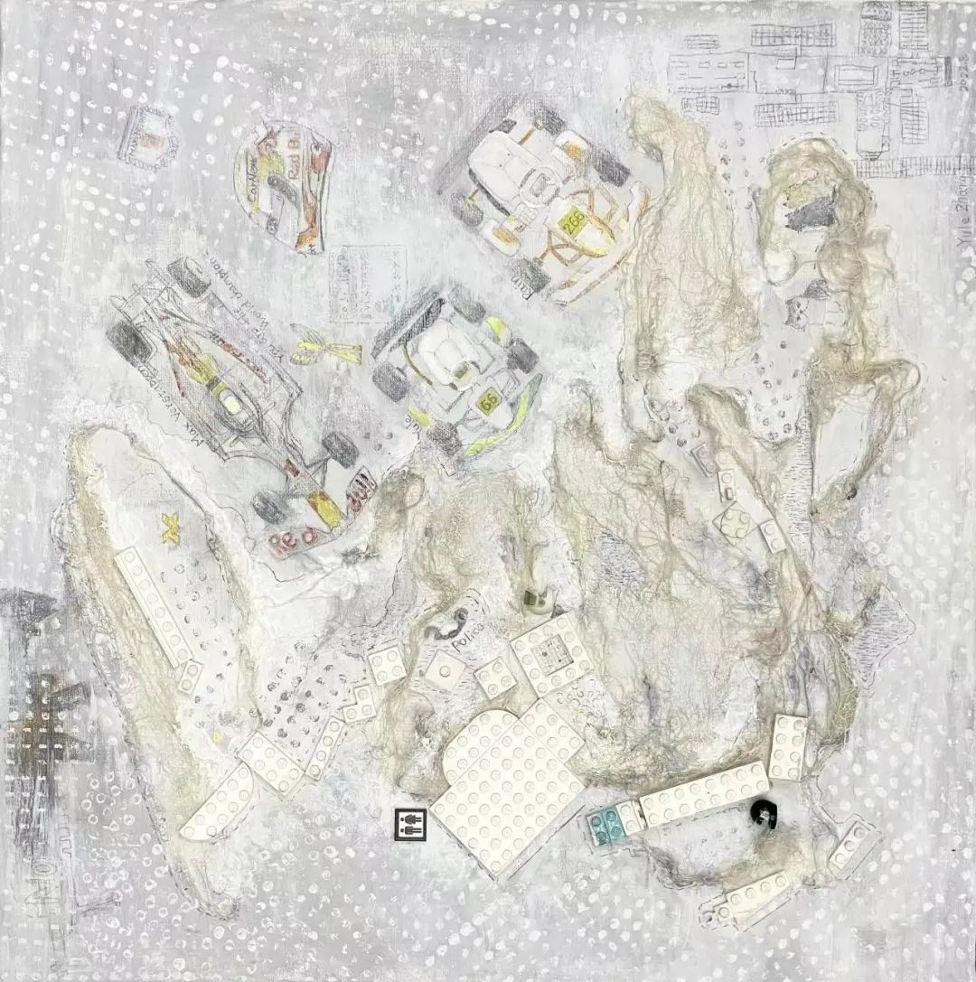 《我的世界》  作者：張容有 尺寸：50x50cm 材料：丙烯、色粉筆、綜合材料 創(chuàng)作年齡：9歲    最具藝術獎