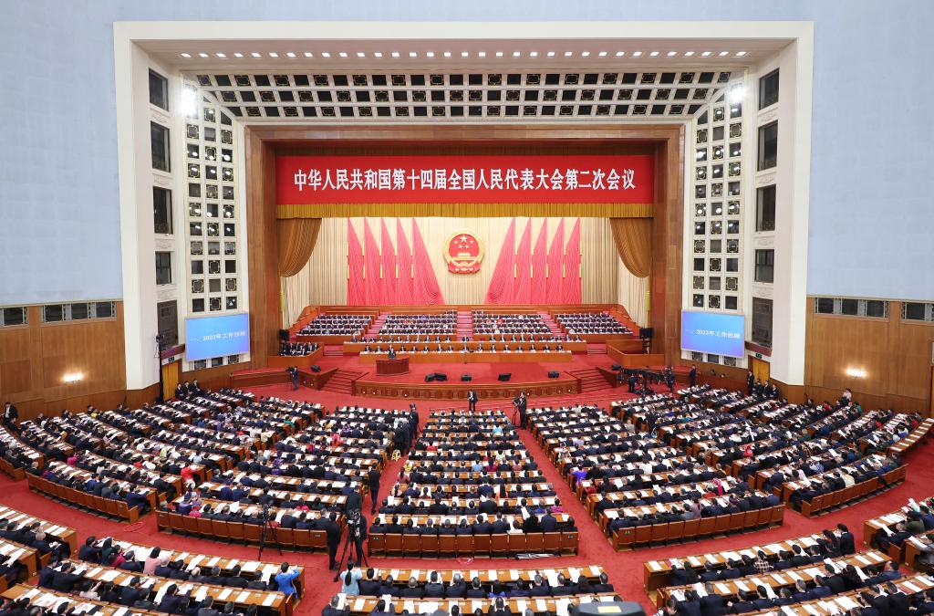 3月5日，第十四屆全國人民代表大會第二次會議在北京人民大會堂開幕。新華社記者 丁海濤 攝
