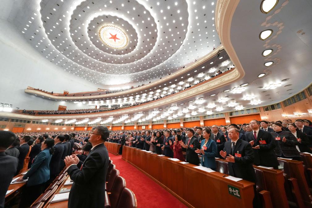 3月5日，第十四屆全國人民代表大會第二次會議在北京人民大會堂開幕。新華社記者 王毓國 攝