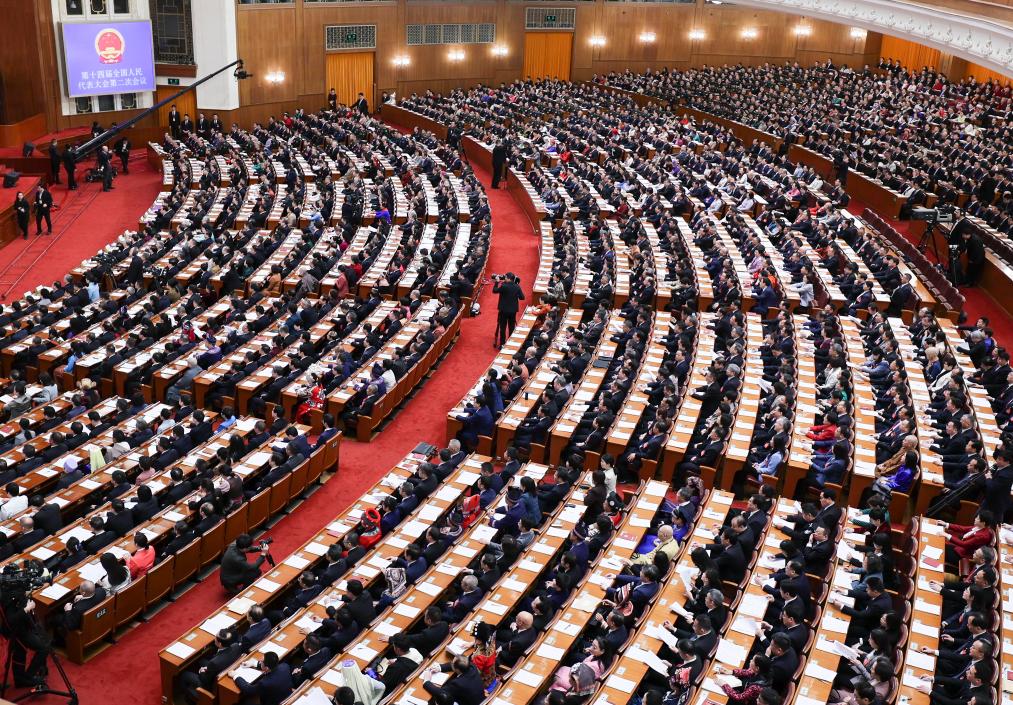 3月8日，十四屆全國(guó)人大二次會(huì)議在北京人民大會(huì)堂舉行第二次全體會(huì)議。新華社記者 劉續(xù) 攝
