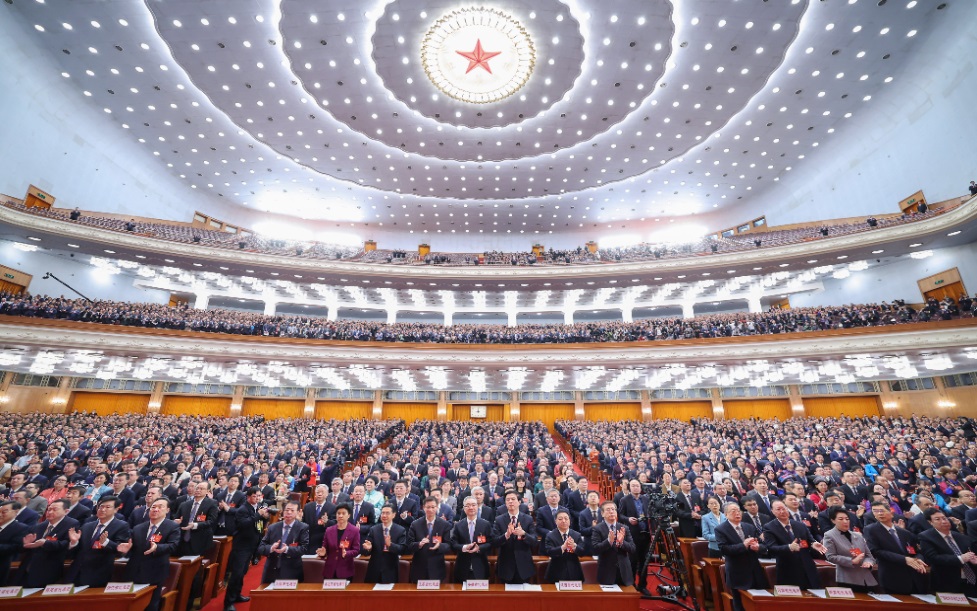 3月8日，十四屆全國人大二次會議在北京人民大會堂舉行第二次全體會議。新華社記者 丁海濤 攝
