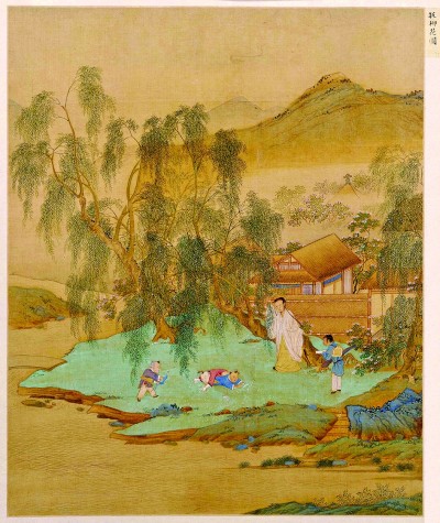 捉柳花圖（中國畫） 仇英