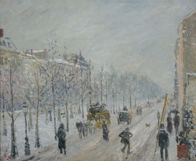 畢沙羅《雪中的林間大道》（1879年）