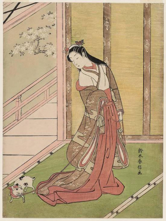 鈴木春信「女三宮と貓」，1767–68&nbsp;&nbsp;ACCESSION NUMBER: 21.4654