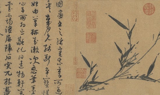 元 王冕、吳鎮《梅竹雙清》卷（局部）&nbsp;臺北故宮博物院藏